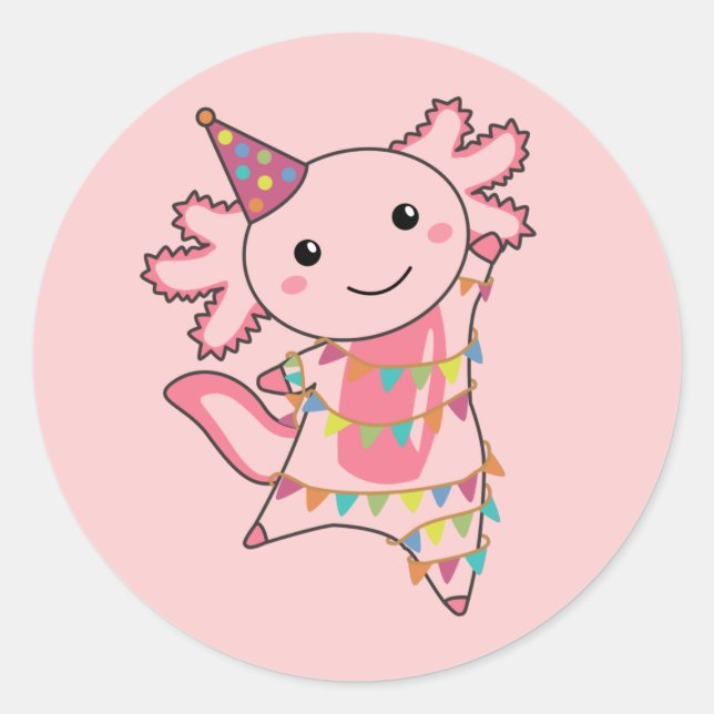 Sticker Rond Axolotl Vous Souhaite Bon Anniversaire Axolotls Cl (Devant)