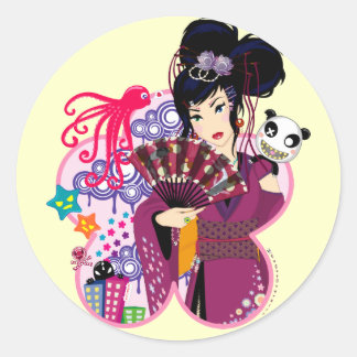 Sticker Rond Ayaka dans la ville de Harajuku