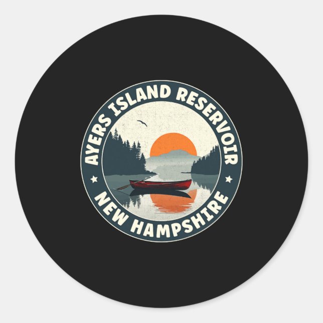 Sticker Rond Ayers Island Reservoir New Hampshire T Shirt  (Devant)