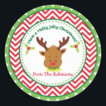 Sticker Rond Ayez Holly Jolly Christmas mignonne Reindeer<br><div class="desc">Ayez un chevalet Holly Jolly Christmas mignon Reinder</div>