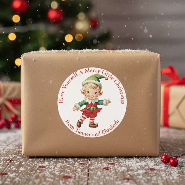 Sticker Rond Ayez Un Joyeux Elfe De Noël Personnalisé (Have Yourself A Merry Christmas Elf Custom Classic Round Sticker)