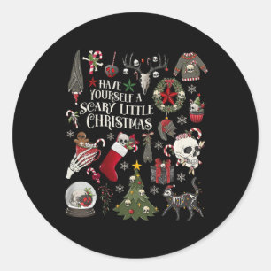 Sticker Rond Ayez un petit Noël squelette effrayant Sp