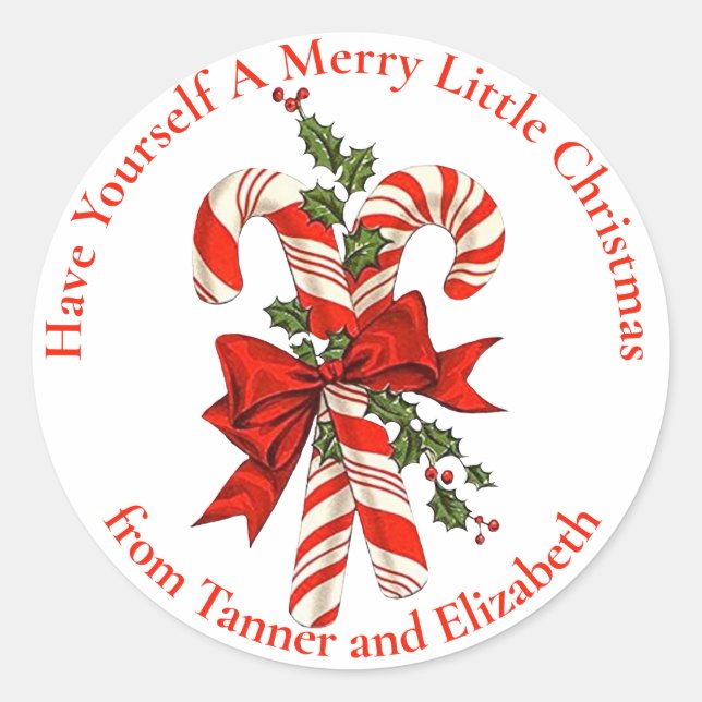 Sticker Rond Ayez-Vous Un Joyeux Sucre de canne Noël Personnali (Devant)