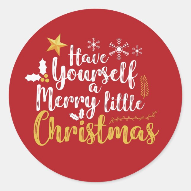 Sticker Rond Ayez-vous une petite typographie de Noël joyeuse (Devant)