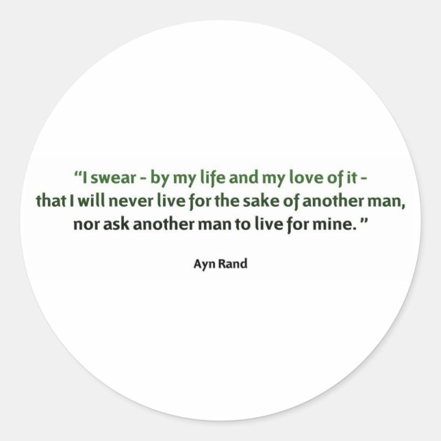 Sticker Rond Ayn Rand Cote (Devant)