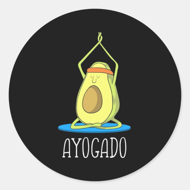 Sticker Rond Ayogado Avocado Yoga Lover (Devant)