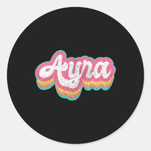 Sticker Rond Ayra Prénom Fille Vintage les années 70 80s Person