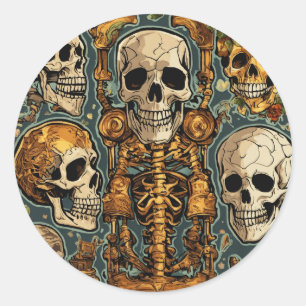 Sticker Rond AYUSH_FASHION_STLYE : L'autocollant Squelette