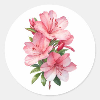 Sticker Rond Azalea peinture aquarelle