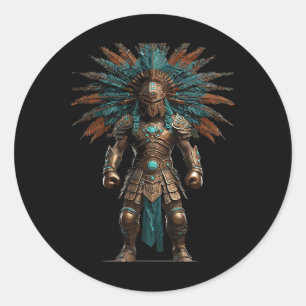 Sticker Rond Aztec Guerrier Mexicain Pride de boxe