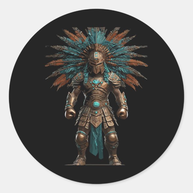 Sticker Rond Aztec Guerrier Mexicain Pride de boxe (Devant)