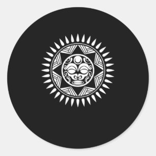 Sticker Rond Aztec Symbole Soleil Guerrier Maya Inca Culture Ca