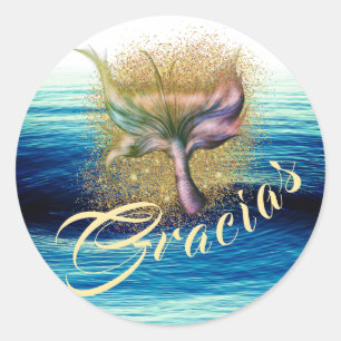 Sticker Rond Azul y d'en de salpicadura de kola de sirena de