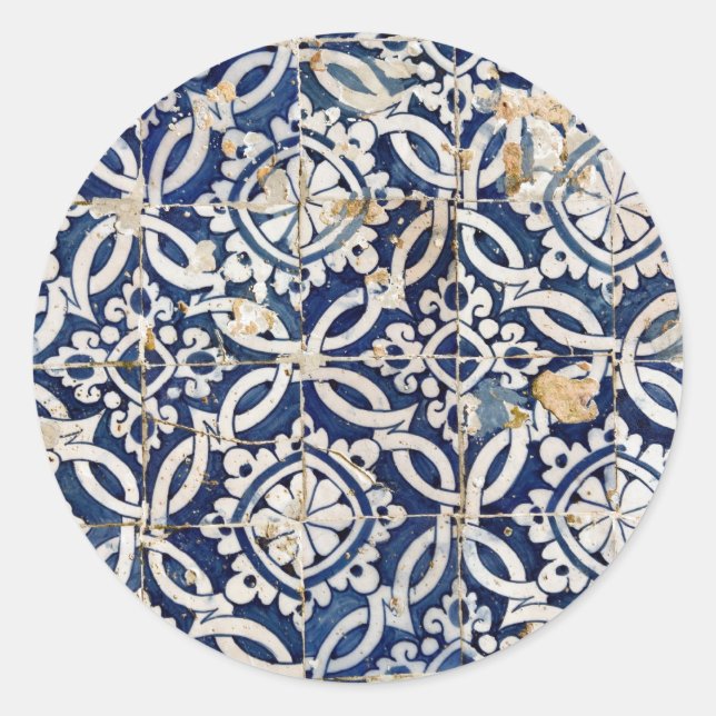 Sticker Rond Azulejo, portugais vintage (Devant)