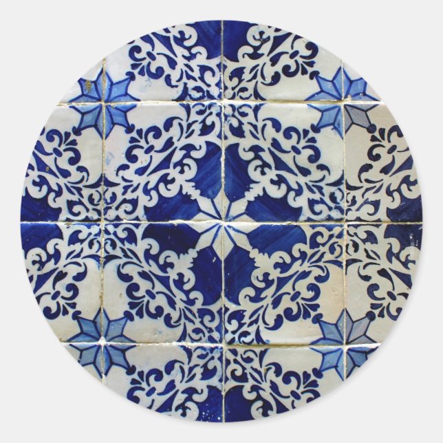 Sticker Rond Azulejos, Portuguese Tiles (Devant)