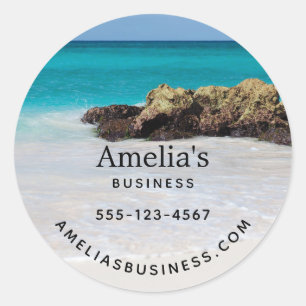 Sticker Rond Azure Ocean Sandy Beach