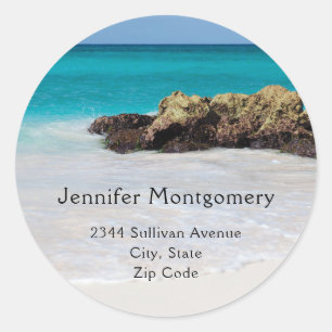 Sticker Rond Azure Ocean Sandy Beach Photo - Adresse