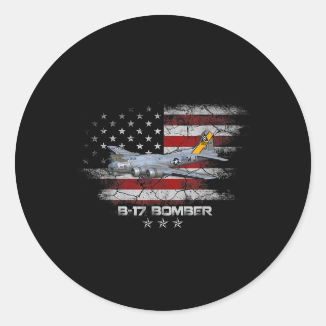 Sticker Rond B-17 Forteresse Volante World War 2 Bomber Warplan (Devant)