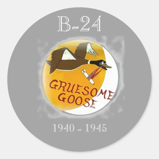 Sticker Rond B-24 LIBÉRATEUR BOMBRE LOURD - Misc. Art du nez (Devant)