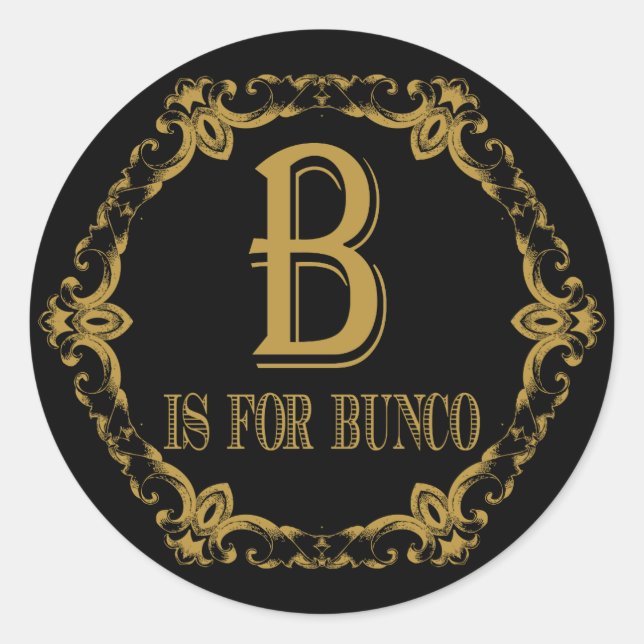 Sticker Rond B élégant et chic est pour Bunco (Devant)