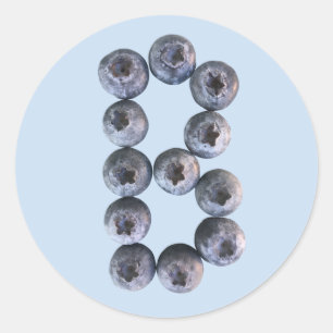 Sticker Rond B est pour les bleuets - vrai bleuet