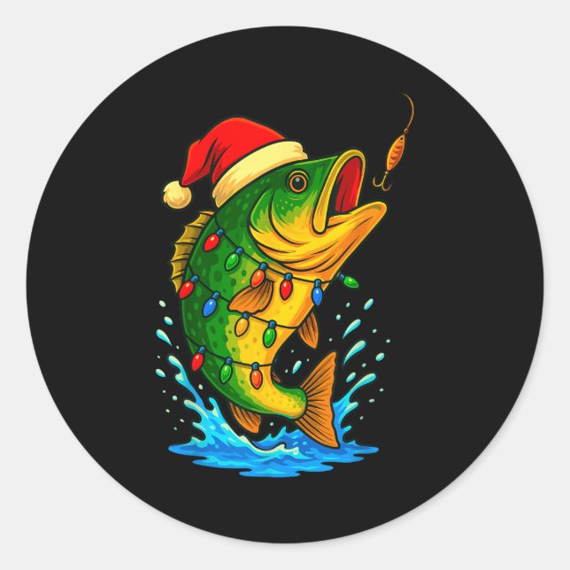 Sticker Rond B Fish Christmas Fishing  (Devant)