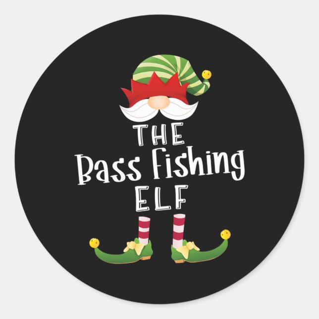 Sticker Rond B Fishing Elf Group Noël Funny Pajama Party (Devant)