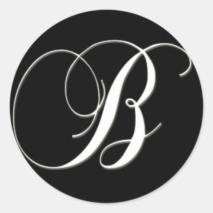 Sticker Rond B monogramme - élégant noir et blanc