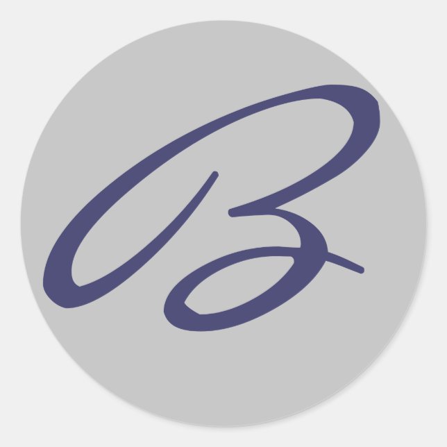 STICKER ROND "B" MONOGRAMME GRIS ET BLEUE MARINE (Devant)