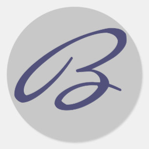 STICKER ROND "B" MONOGRAMME GRIS ET BLEUE MARINE