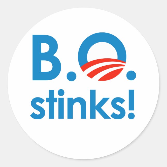 Sticker Rond B.O. Stinks / Anti-Obama (Devant)