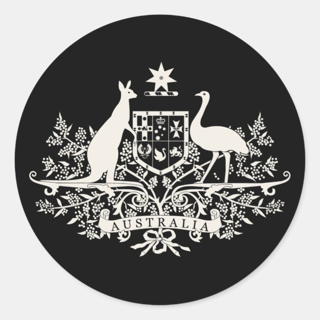 Sticker Rond B/W Australie Armoiries (Devant)