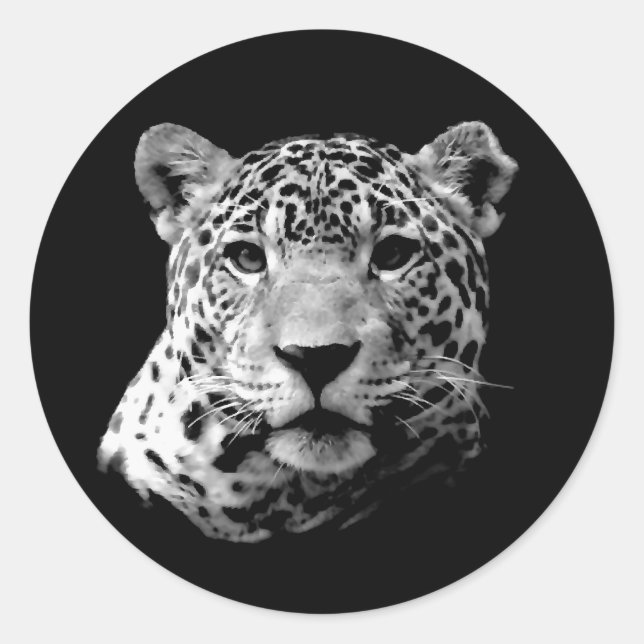 Sticker Rond B&W Jaguar (Devant)