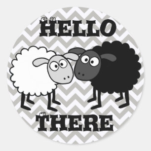 Sticker Rond B&W Sheep Glossy, Petit, 1½ pouce (feuille de 20)