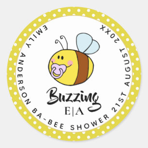 Sticker Rond Ba-BEE Baby shower Cute Merci Favor