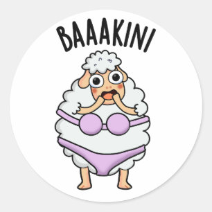 Sticker Rond Baa-kini Funny Bikini Pun