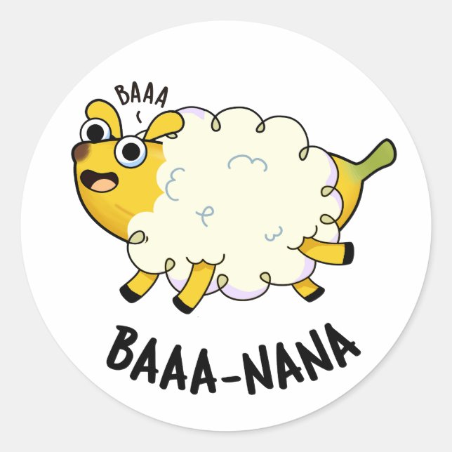 Sticker Rond Baa-nana Funny Banana Pun (Devant)