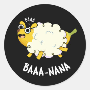 Sticker Rond Baa-nana Funny Banana Puns Dark BG
