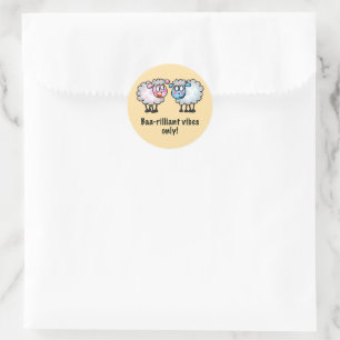 Sticker Rond Baa-rilliant - Paire de moutons de dessin animé mi