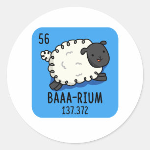 Sticker Rond Baa-rium Funny Sheep Chimie Pun