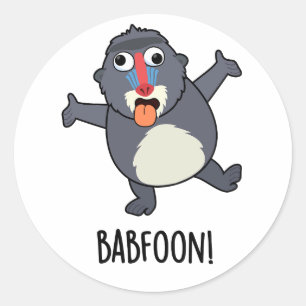 Sticker Rond Bab-foon Funny Baffoon Baboon Pun