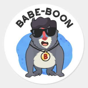 Sticker Rond Babe-boon Funny Animal Singe Baboon Pun