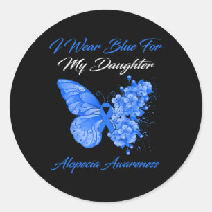 Sticker Rond Babfly I Wear Blue For My Daughter Alopecia Awa