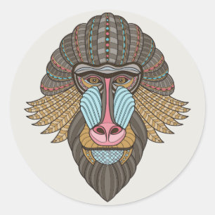 Sticker Rond Baboon illustré
