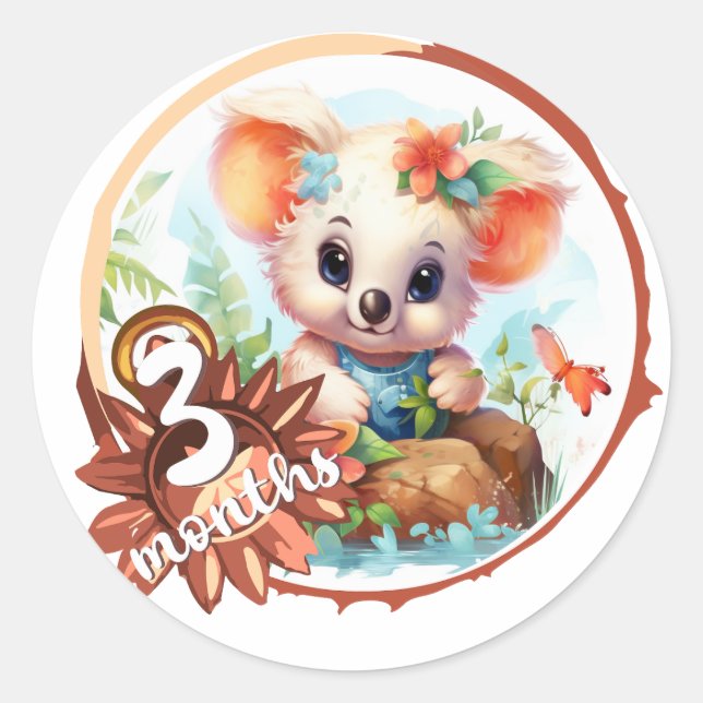Sticker Rond Baby - 3 months too (Devant)