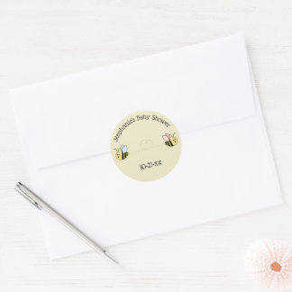 Sticker Rond Baby Bee Twin Boy and Girl Favoriser