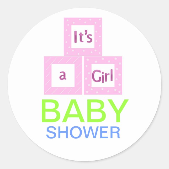 Sticker Rond Baby Blocks Fête de Naissance (Devant)
