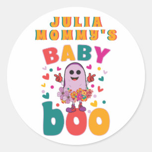 Sticker Rond Baby Boo Octobre Nouveau-né Pastel Ghost Hallowen