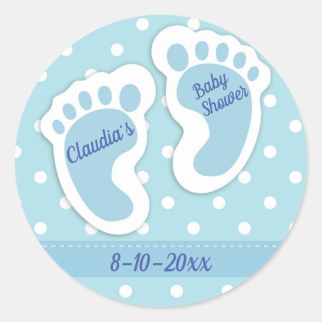 Sticker Rond Baby Boy Baby shower Merci Fête Favoriser (Devant)