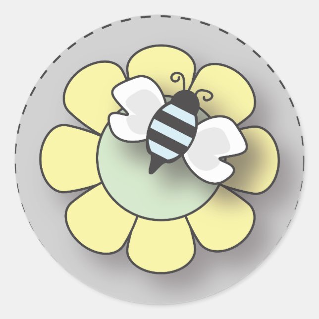 Sticker Rond Baby Boy Bee en bleu (Devant)